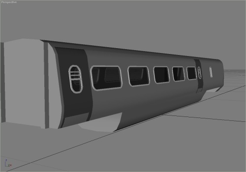 The APT rake gained a third vehicle today - the TBF. This now means that enough shells are complete to make a 'Hornby' style APT rake - DTS-TBF-NDM-TBF-DTS. Of course, the DTS and TBF still need bogies, and detailing, and texturing, so they are still a way off being ready to roll...